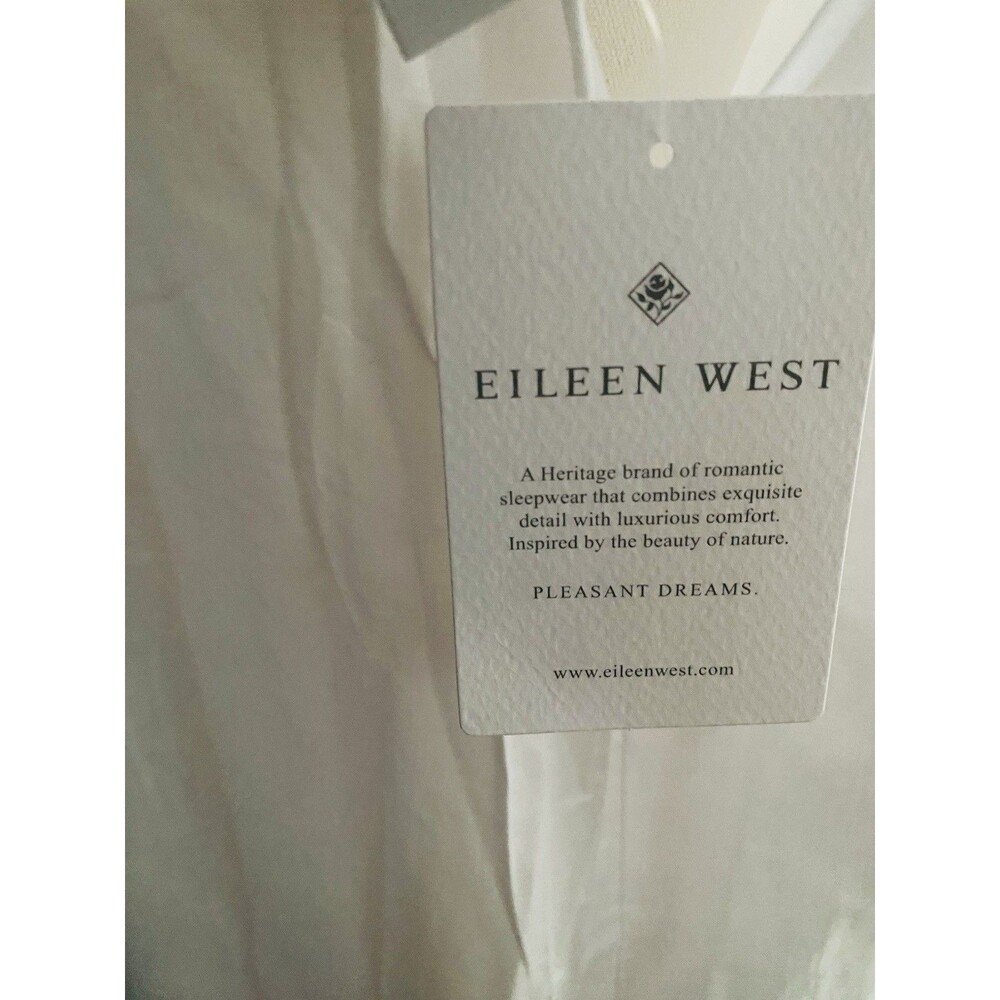 Eileen West Long Nightgown XL Cotton Sleeveless Blue Embroidered Scalloped - Picture 8 of 8